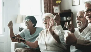happy seniors in a retirement community