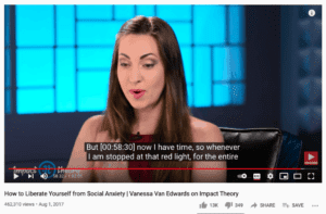 screenshot of vanessa van edwards youtube video on how to liberate yourself from social anxiety