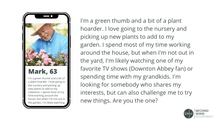 man over 50 dating profile examples