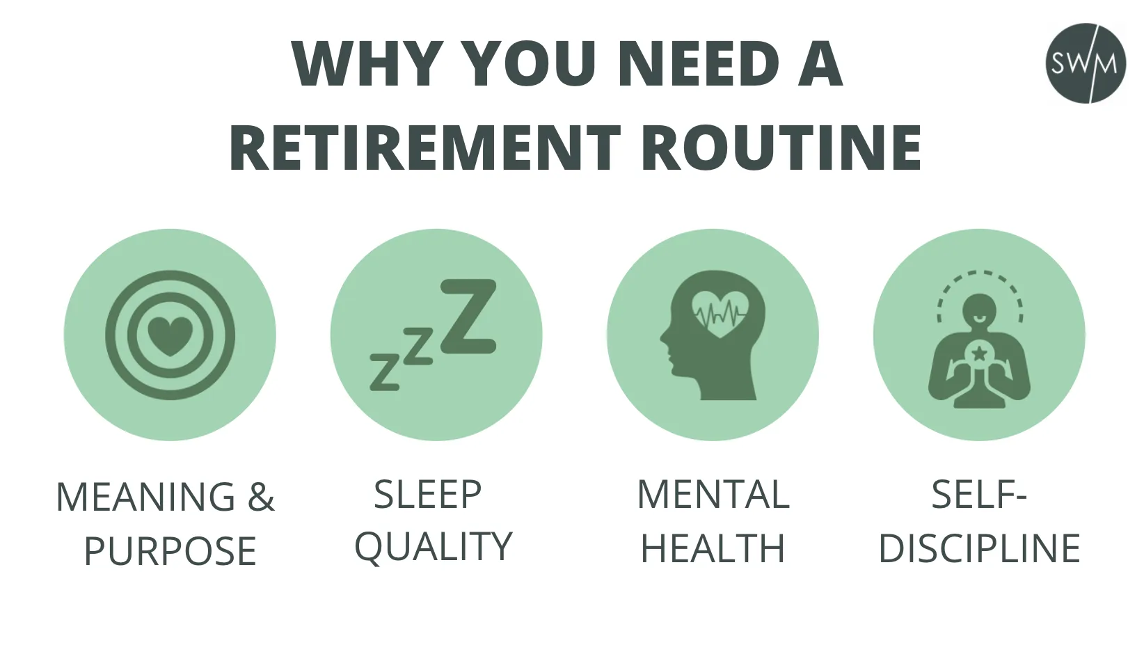 why you need a retirement routine: for more meaning and purpose, for better sleep quality, for improved mental health and less stress, and more self-discipline