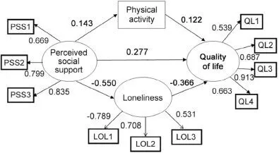 the relationship between loneliness, quality of life, and perceived social support and how they affect physical activity in older adults