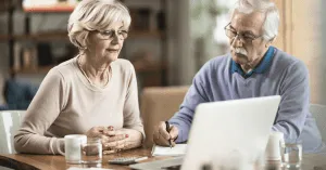senior couple planning finances in retirement
