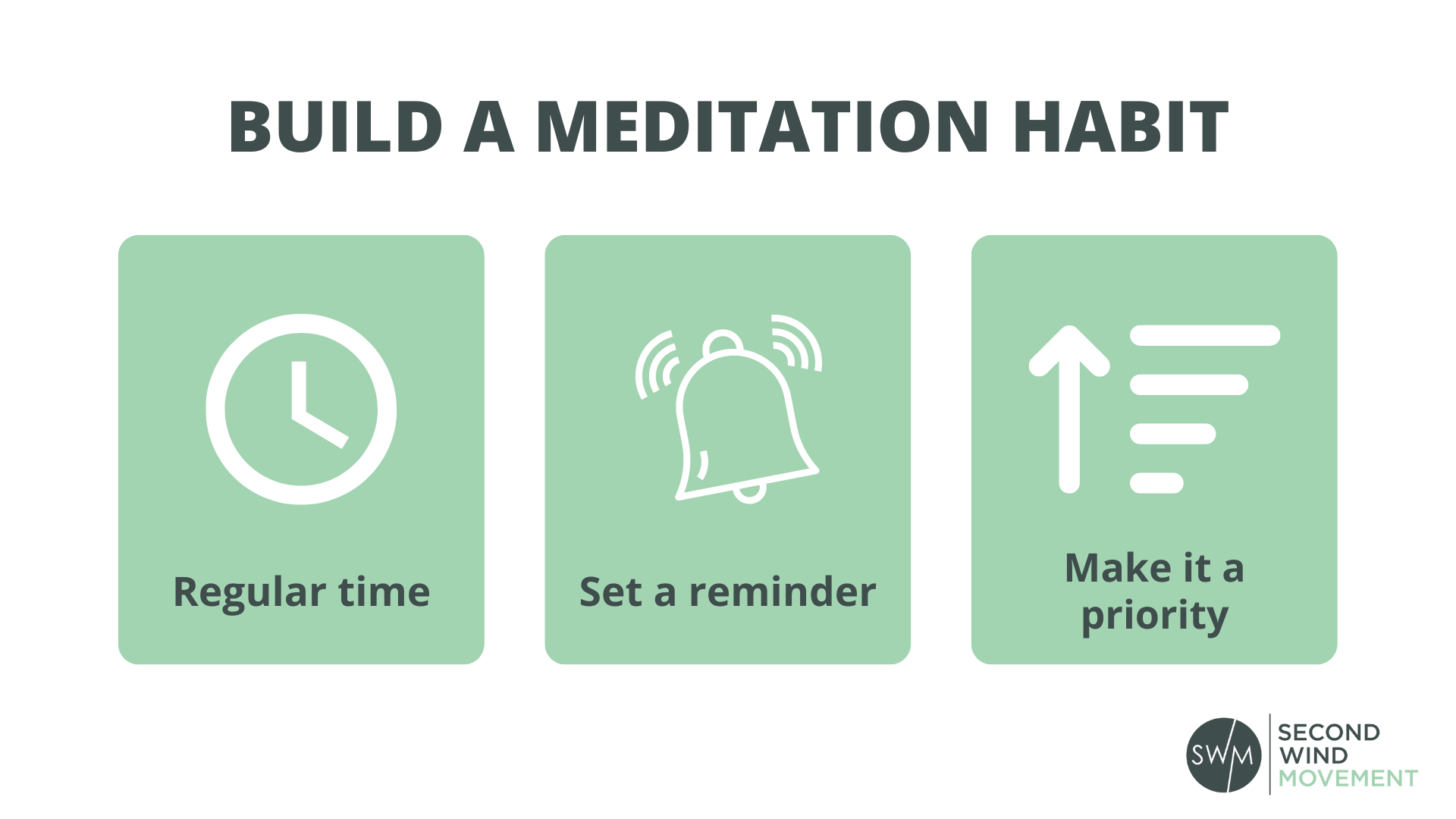 build a meditation habit by setting a regular time, a reminder, and making it a priority