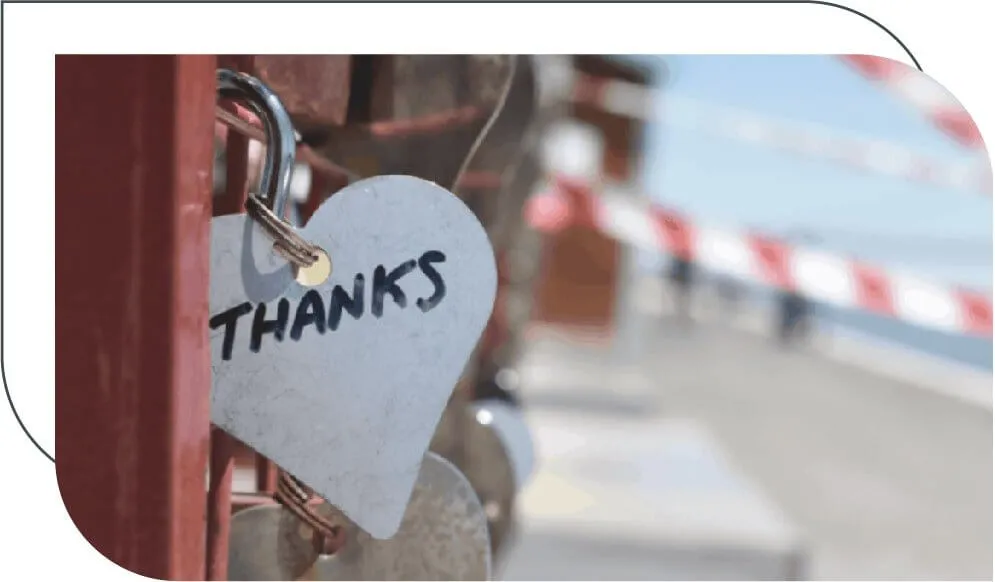 a heart lock with "Thanks" written on it