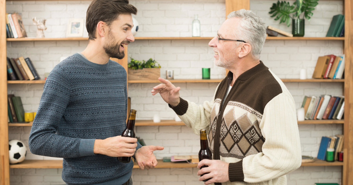 senior man communicating with adult son